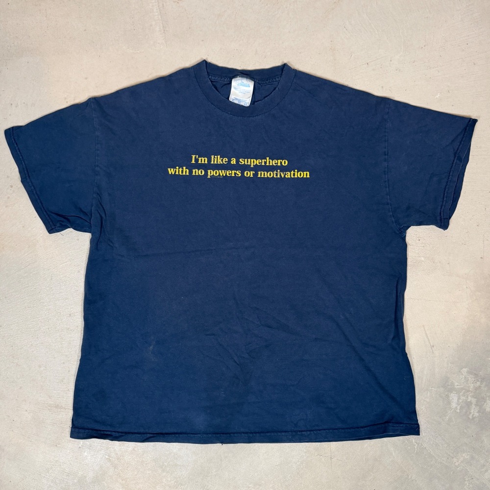 Vintage Tennessee River Funny Superhero Slogan T-Shirt Navy Blue XL USA Fabric